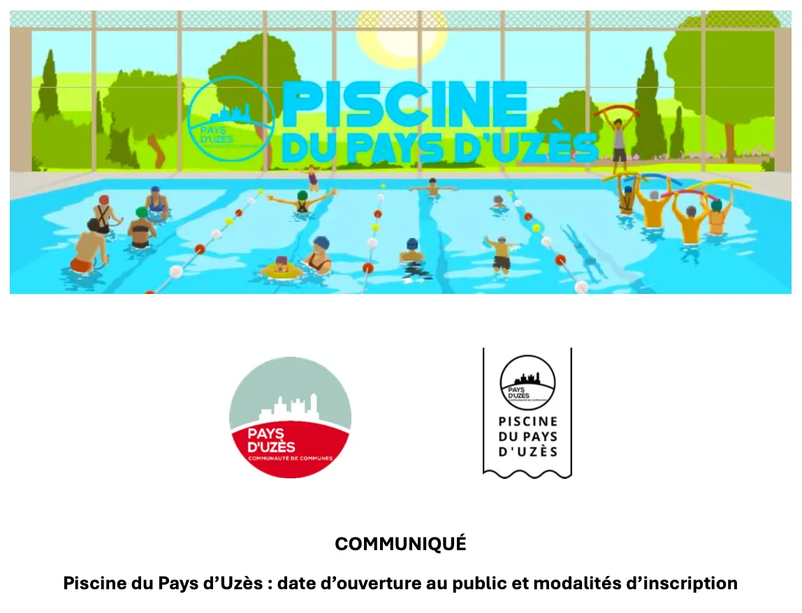 Affiche de l'ouverture de la piscine du Pays d'Uzès