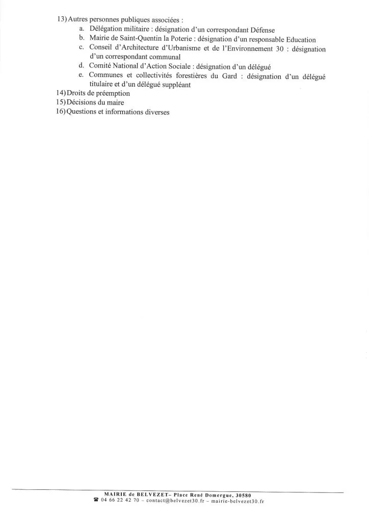 Prochain conseil municipal